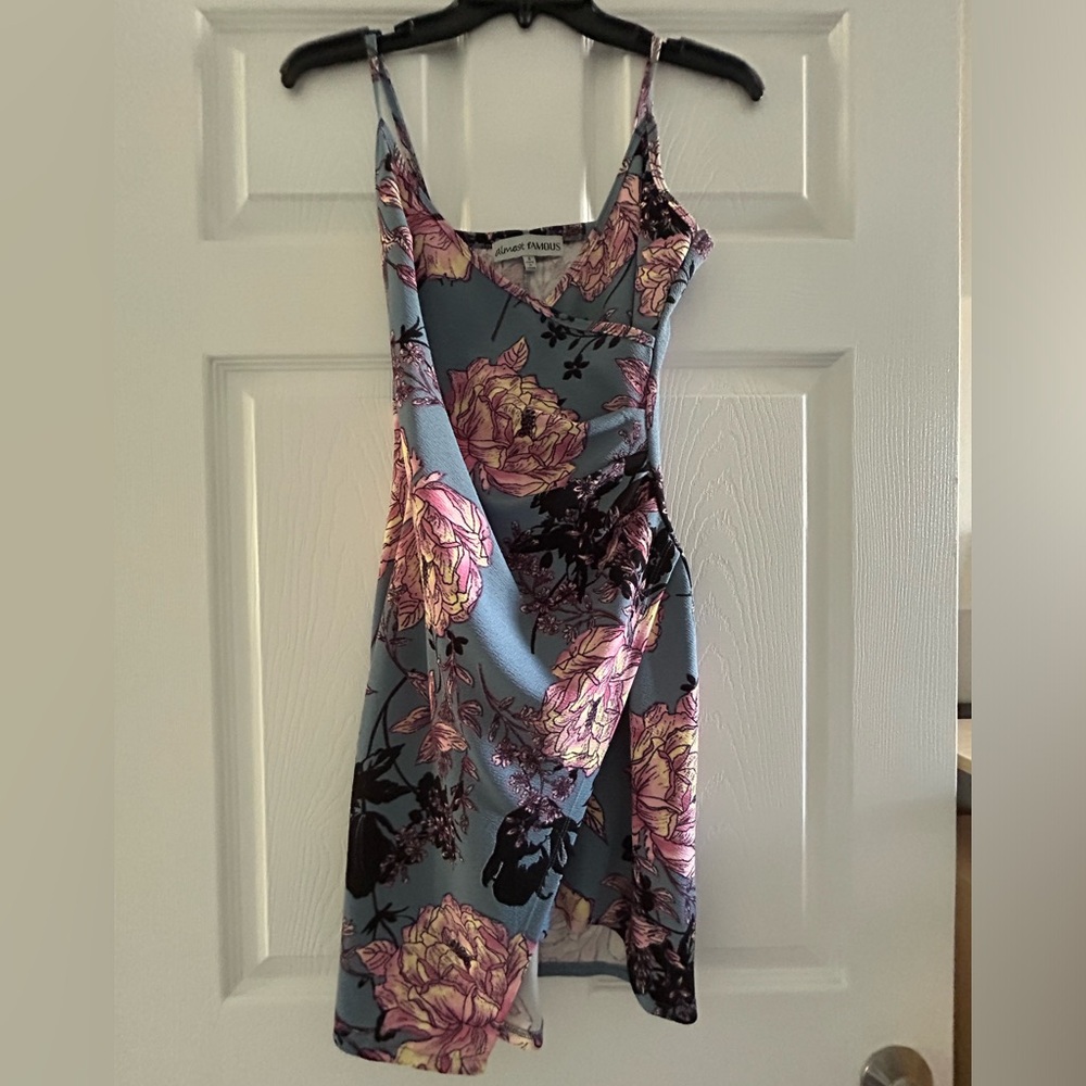 Small Almost Famous Floral Asymmetrical Mini Dress